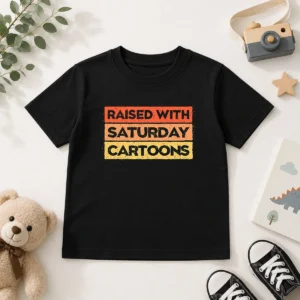 Official Raised With Saturday Cartoons Kids T-Shirt