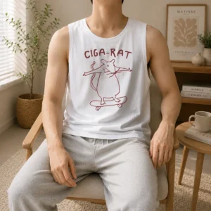 Official Hot Ciga Rat Smoking Mouse On Skateboard Rat Tank Top