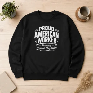Pretty Labour Day 2026 Proud American Worker Line Art Sweater