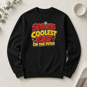 Hot Pretty Spain Soccer Cat Meme Funny Cartoon Long Sleeve Shirt