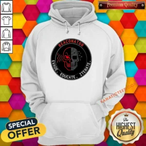 Pretty Beaconator Evade Educate Iterate Skull Emblem Hoodie