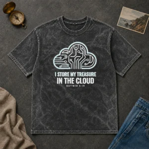 Awesome I Store My Treasure In The Cloud Matthew 6 19 Washed T-Shirt