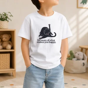 Premium Do More Of What Makes You Happy Black Cat Kids T-Shirt