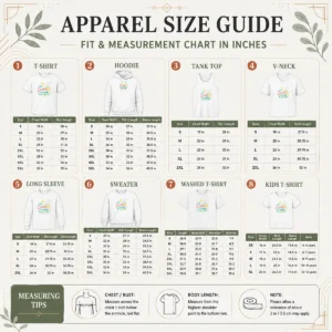 Size chart for Funny Nice Watercolor Beach Scene Summer Bank Holiday Relax with measurements in inches and cm to help choose the right fit