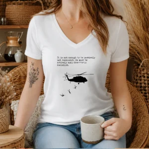 Official Pinochet Helicopter Death Flights It Is Not Enough To Be Passively Not Communist V-Neck Shirt