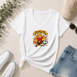 Awesome Spain Soccer Cat Meme Comic Funny Football Humor V-Neck Shirt