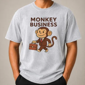 Happy Hot Monkey Business Professional Monkey With Briefcase Washed T-Shirt