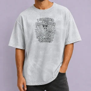 Nice Top Brain Eater Splash Zone Line Art Washed T-Shirt