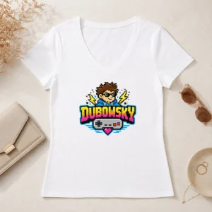 Good Hot Dubowsky Pixel Art Gamer Controller Retro Logo V-Neck Shirt