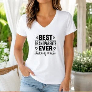 Top Grandparents Day Best Grandparents Ever Minimalist V-Neck Shirt