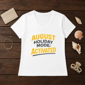 Premium August Holiday Mode Minimalist For Summer Lovers V-Neck Shirt