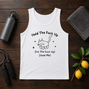Nice Cute Cat Graphic Hold The Fck Up I Am The Fck Up Hold Me Tank Top