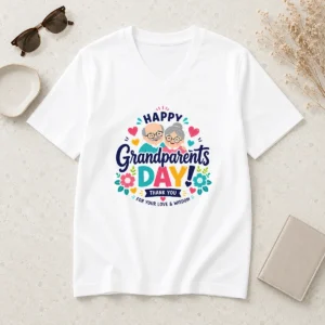 Pretty Happy Grandparents Day Floral Love Wisdom Cute V-Neck Shirt