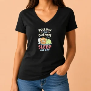 Premium Happy Pretty Follow Your Dreams And Sleep All Day Sloth V-Neck Shirt