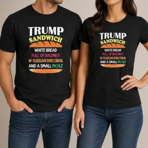 Nice Hot Donald Trump Sandwich White Bread Full Of Baloney W Russian Dressing And A Small Pickle