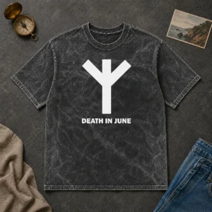 Premium Death In June Logo Neofolk Douglas Pearce Washed T-Shirt