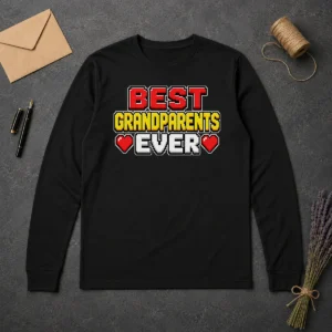 Hot Good Best Grandparents Ever Pixel Heartfelt Long Sleeve Shirt