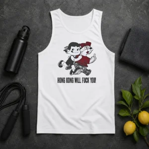 Pretty Top Hong Kong Will Fuck You Cartoon Middle Finger Tank Top