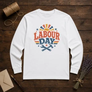 Official Vintage Retro Labour Day Sunburst Tools Long Sleeve Shirt