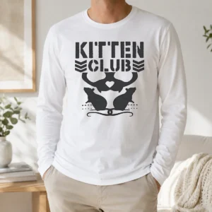 Happy Good Distressed Kitten Club Cat Lover Pet Long Sleeve Shirt