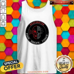 Pretty Beaconator Evade Educate Iterate Skull Emblem Tank Top