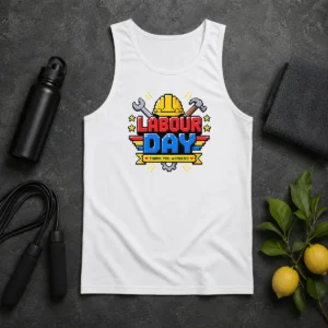 Hot Awesome Labour Day Pixel Art Thank You Workers Hard Hat Tank Top