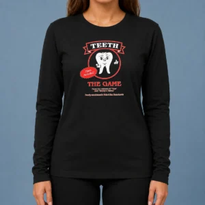 Official Teeth The Game Pliers Included Horror Movie Parody Long Sleeve Shirt