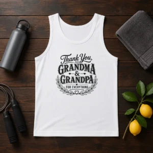 Awesome Grandparents Day Thank You With Line Art Typography Tank Top