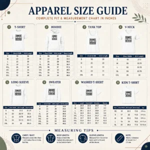 Size chart for Pretty Good Sorry No Hablo Fuctardo with measurements in inches and cm to help choose the right fit