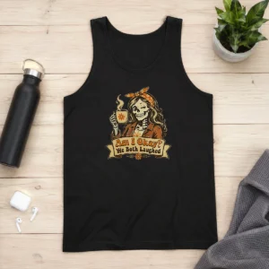 Top Hot Premium Cheeky Skeleton Girl Funny Coffee Quote Vintage Tank Top