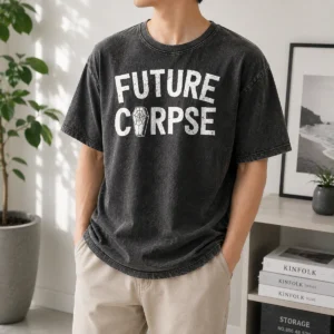 Pretty Distressed Future Corpse With Coffin Goth Washed T-Shirt