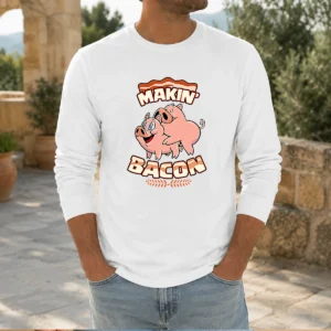 Official Makin Bacon Pig Funny Meatatarian Long Sleeve Shirt