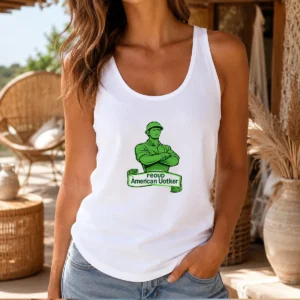 Premium Proud American Worker Labour Day Line Art Tank Top