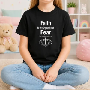 Funny Faith Is The Opposite Of Fear Now Read That Backwards Kids T-Shirt