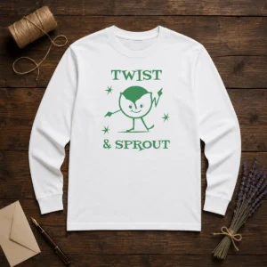 Pretty Twist And Sprout Dancing Vegetable Character Long Sleeve Shirt