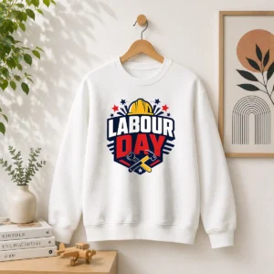 Premium Bold Shield Badge Labour Day Construction Tools Sweater