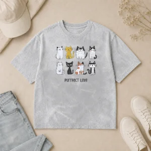 Premium Original Purrfect Love Cat 2026 Washed T-Shirt