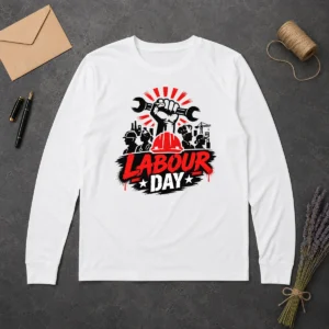 Top Official Labour Day Workers Silhouette Fist Wrench Grunge Long Sleeve Shirt