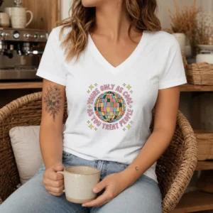 Funny You'Re Only As Cool As You Treat People Retro Disco Ball V-Neck Shirt