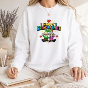 Nice Happy Grandparents Day Pixel Art Retro Thank You Long Sleeve Shirt