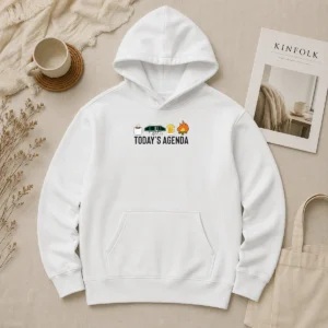 Good Funny Camping Coffee Pop Up Camper Beer Campfire Today'S Agenda Hoodie