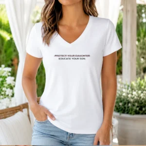 Original Protect Your Daughter Educate Your Son Quote V-Neck Shirt