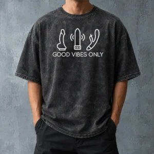 Nice Vibes Only Adult Vibrator Novelty Wellness Washed T-Shirt