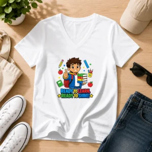 Nice Ready To Shine Back To School Spirit V-Neck Shirt