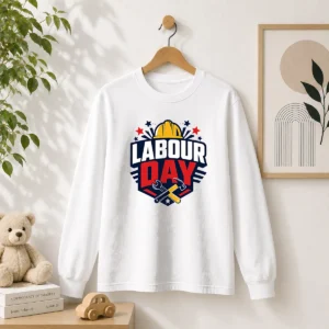 Premium Bold Shield Badge Labour Day Construction Tools Long Sleeve Shirt