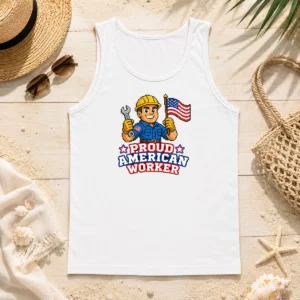 Perfect Awesome Labour Day Proud American Worker Pixel (2) Tank Top