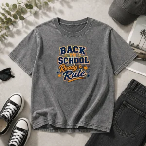 Pretty Back To School Vector Typography Ready To Rule Washed T-Shirt