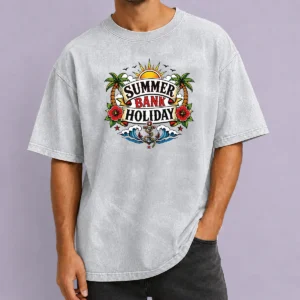 Pretty Premium Traditional Tattoo Summer Bank Holiday Anchor Hibiscus Washed T-Shirt