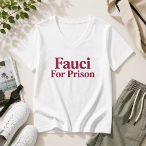 Original Fauci For Prison Political Protest V-Neck Shirt