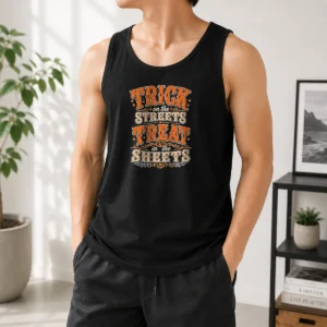 Premium Funny Halloween Trick On The Streets Treat In The Sheets Tank Top